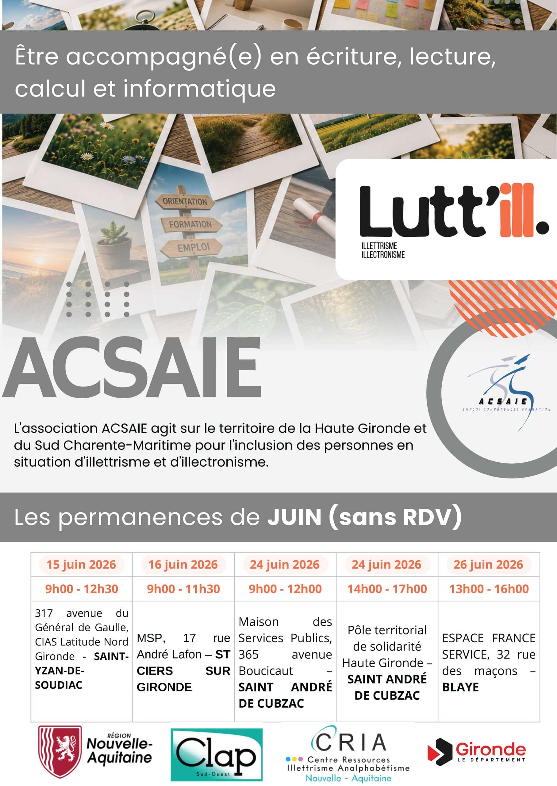 Permanence ACSAIE -Lutte contre illetrisme et illectronisme