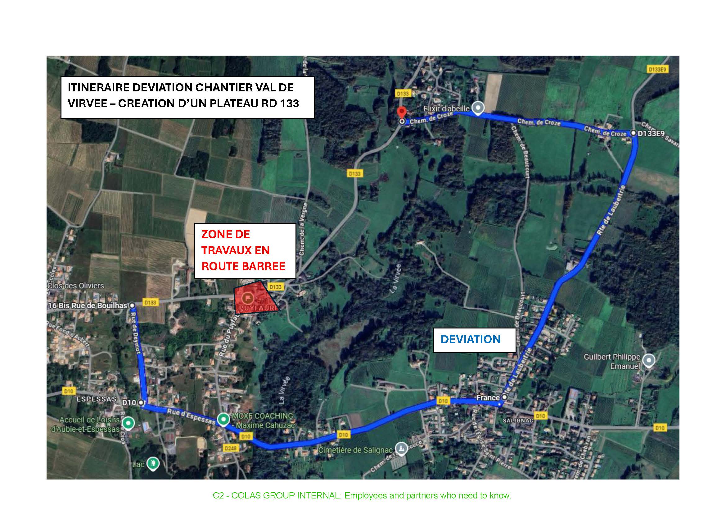 ITINERAIRE DEVIATION PLATEAU A CREER RD133